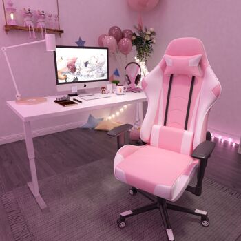 IWMH Indy Gaming Racing Chair Cuir avec Accoudoir Réglable ROSE 6