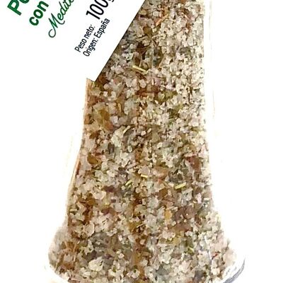 Glasmühle-Edelstahl. Blütenblätter aus Salz mit mediterranen Kräutern 100g