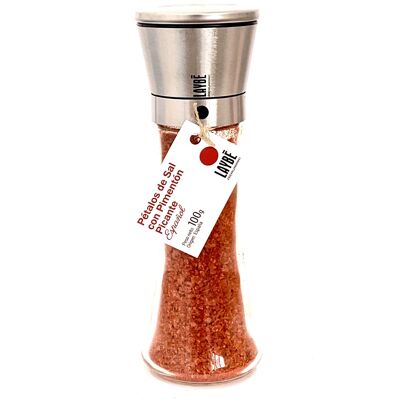 Glass grinder-Stainless steel. Petals of Salt with Spicy Paprika 100g