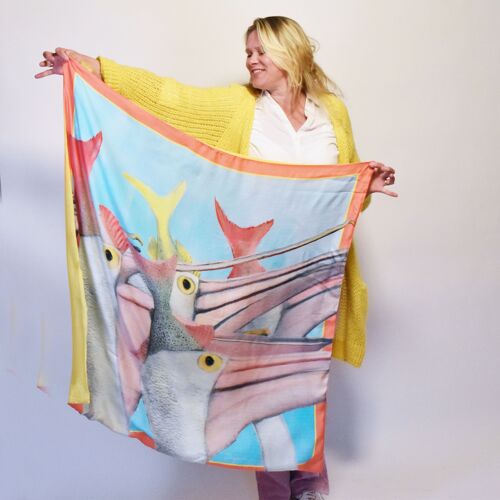 Scarf 'You are a Catch' - collection 'Birds of a feather' 0056