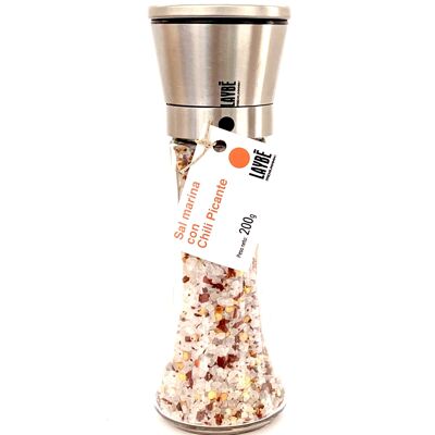 Glass grinder-Stainless steel. Sea salt with Spicy Chili 200g