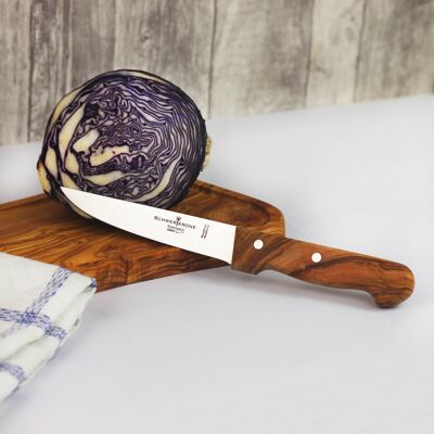 Cuchillo para carne / cuchillo cebollero con mango de madera de olivo