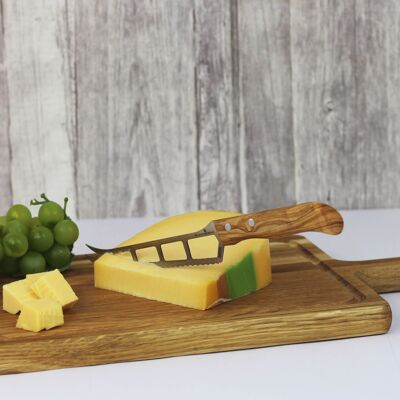Cuchillo para queso de madera de olivo, acero inoxidable