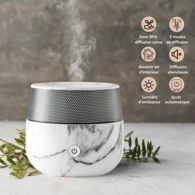 Ultrasonic Diffuser - Kailo - Marble Effect - Original Design - Compact and Silent - Aromatherapy Decorative Object