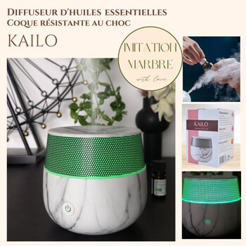 Cadeaux Fête des Mères - Diffuseur Ultrasonique - Kailo – Effet Marbre – Design Original – Compact et Silencieux – Objet Décoratif Aromathérapie 5
