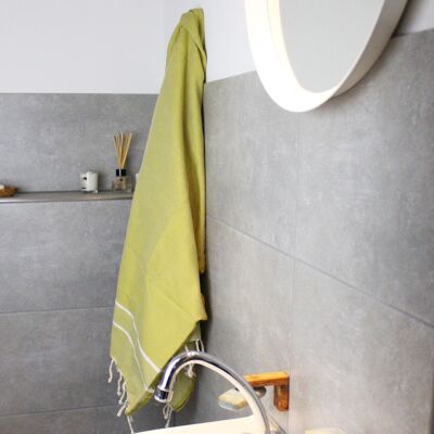 Toalla de hammam fouta de algodón amarillo verdoso