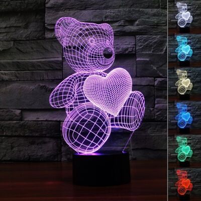 Lampe 3D Ours Coeur