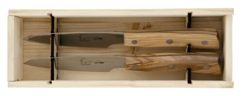 Wood Box Steak Knife Gigante Bianco Olive 6 pcs