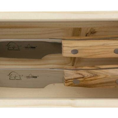 Wood Box Steak Knife Gigante Bianco Olive 6 pcs