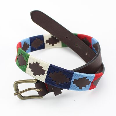 Children's embroidered leather belt