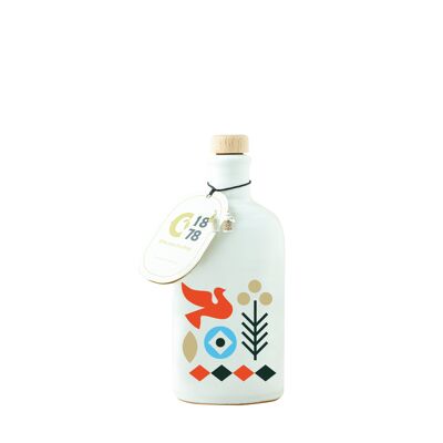 BOTTIGLIA IN CERAMICA ARTIGIANALE PUGLIA "LA PAPILLA" RIPIENA CON EVOO DI CICCOLELLA - 100ml