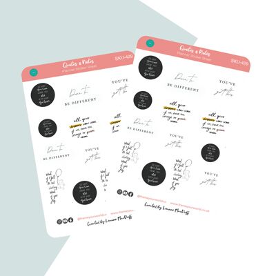 Quotes N Notes Sticker Sheet - Planner Stickers
