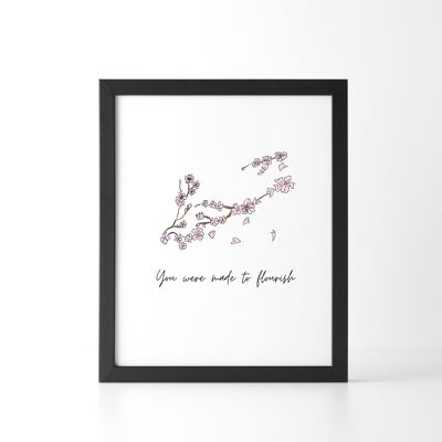 You Were Made To Flourish Cherry Blossom Print - A5