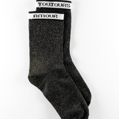 Women's organic cotton lurex socks - Josette l'Amour in black