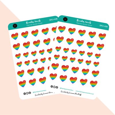 Rainbow Hearts Planner Stickers