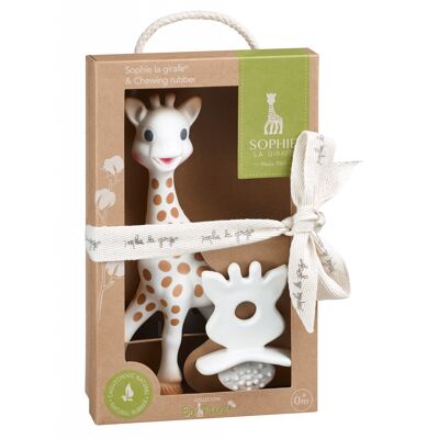 Doudou avec attache-sucette So'Pure Sophie la girafe Vulli