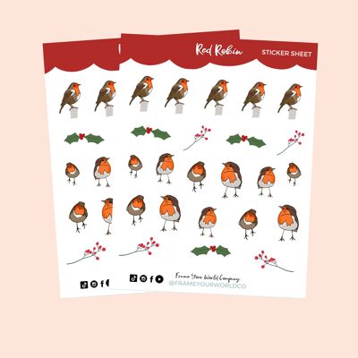 Red Robin Christmas Sticker Sheet