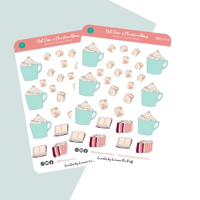Hygge Hot Chocolate Marshmallow Sticker Sheet | Planner Stickers - Bullet Journal Stickers