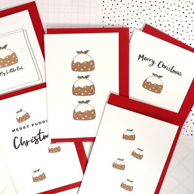 Christmas Pudding Card Pack - Merry Christmas