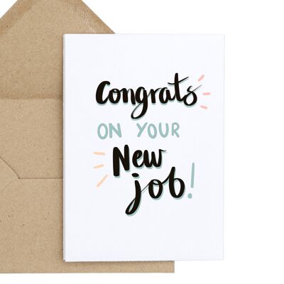 Congratulations On Your New Job Hand Lettered Card a