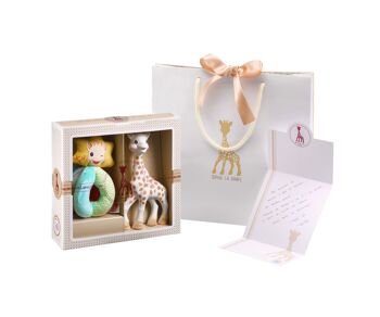 Création classique - composition 2 (Sophie la girafe + Hochet billes ''Sense & Soft'')
 Sac cadeau et carte dans le coffret pour accompagner lors de l'achat 2