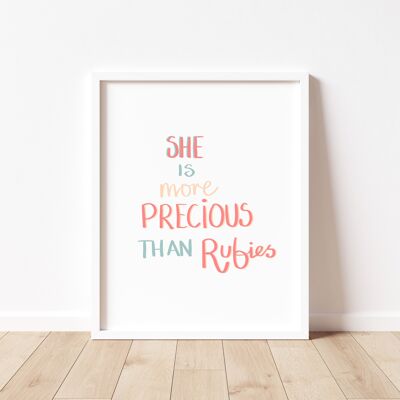 She Is More Precious Than Rubies Print - A4
