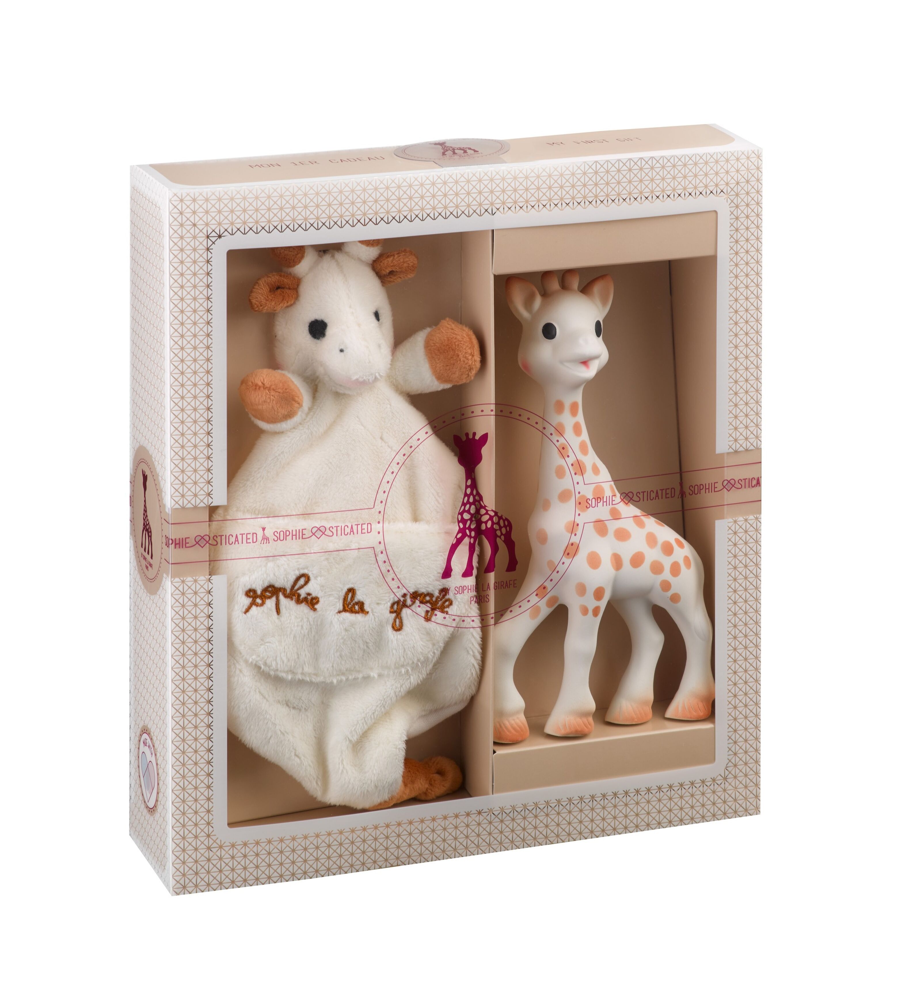 Buy wholesale Creation tenderness - composition 1 (Sophie la girafe + Soft  toy with pacifier clip) Gift bag and card in the box to accompany during  the purchase