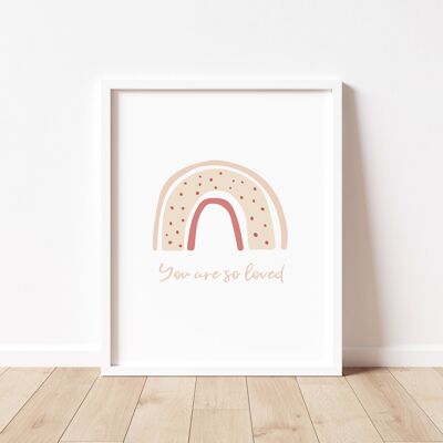 You Are Loved Rainbow Print - 5 X 7in - Pink