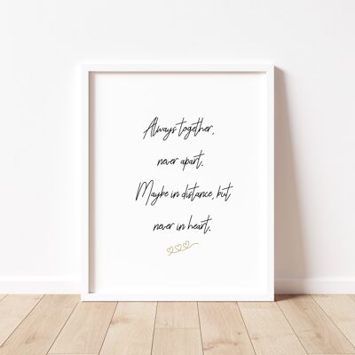 Always Together Friendship Quote Print - A5