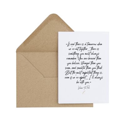 Pooh Inspired Friendship Quote Greeting Card - Single Card