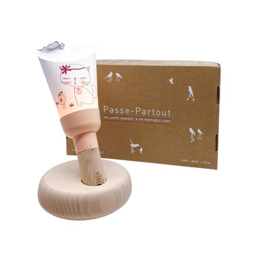 Coffret Lampe Nomade « Passe-Partout » Chat Miou Miou-Rose Poudré