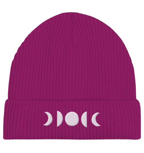 MOON PHASES - Organic Fisherman Beanie - Orchid Flower