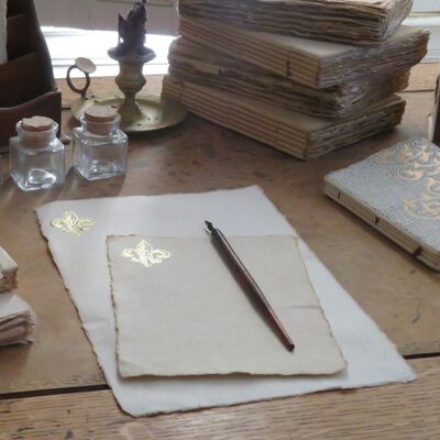 Sheets of parchment paper decorated with an A4 fleur-de-lys