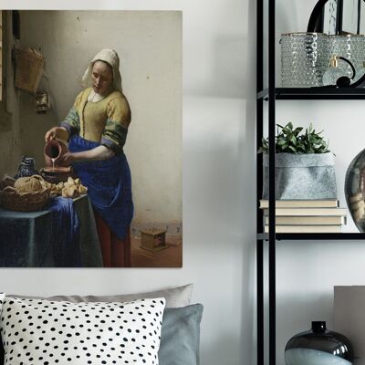 Canvas Schilderij - 60x80 cm - Het melkmeisje - Johannes Vermeer