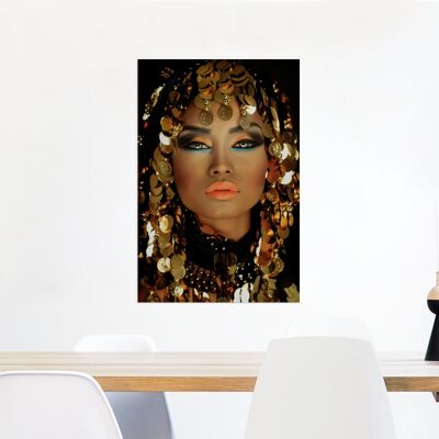 Glasschilderij - 40x60 cm - Vrouw - Cleopatra - Goud