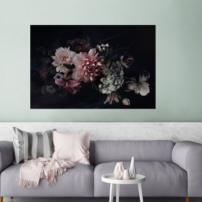 Glasschilderij - 180x120 cm - Bloemen - Vintage - Pastel