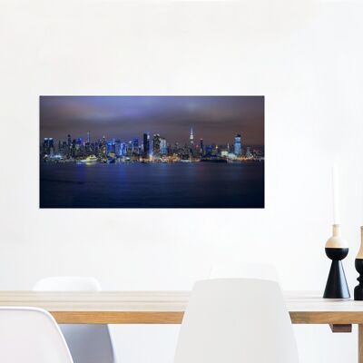 Glasschilderij - 120x60 cm - New York - Skyline - Nacht