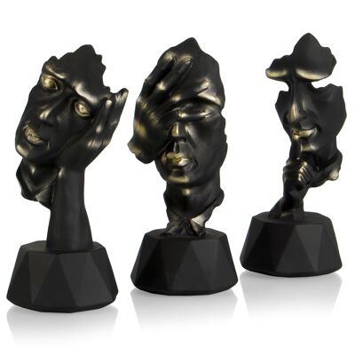 Sculptures Lot de 3 - Sculpture Décoration - Sculptures en Noir - Statue Set