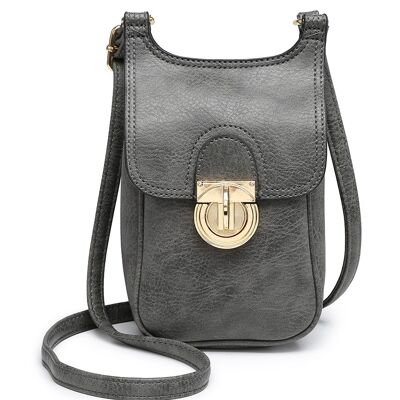 Hochwertige Umhängetasche, Handy-Geldbörse, kleine Umhängetasche, Handy-Brieftasche, Umhängetasche, Tasche mit langem Riemen für iPhone, Galaxy-Smartphones - A36751m grau