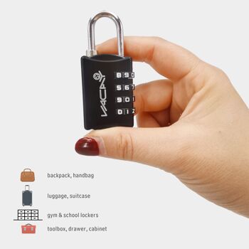 Combi Lock à quatre cadrans, cadenas à combinaison pour bagages, cadenas à 4 chiffres, cadenas de voyage, cadenas à combinaison portable, cadenas à combinaison pour valise 5