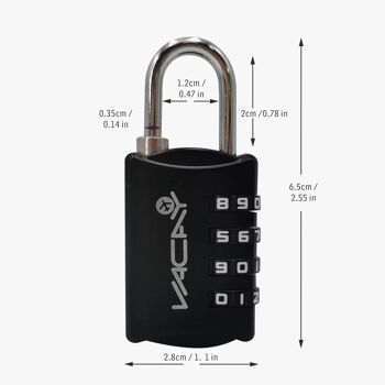 Combi Lock à quatre cadrans, cadenas à combinaison pour bagages, cadenas à 4 chiffres, cadenas de voyage, cadenas à combinaison portable, cadenas à combinaison pour valise 4
