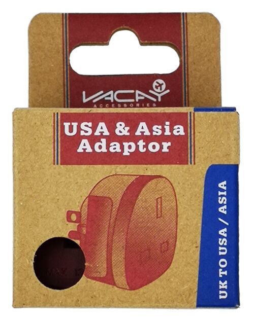 UK to USA & Asia Travel Adaptor Plug 13amp rated, UK to USA Travel Adaptor, UK to Asia Travel Adaptior