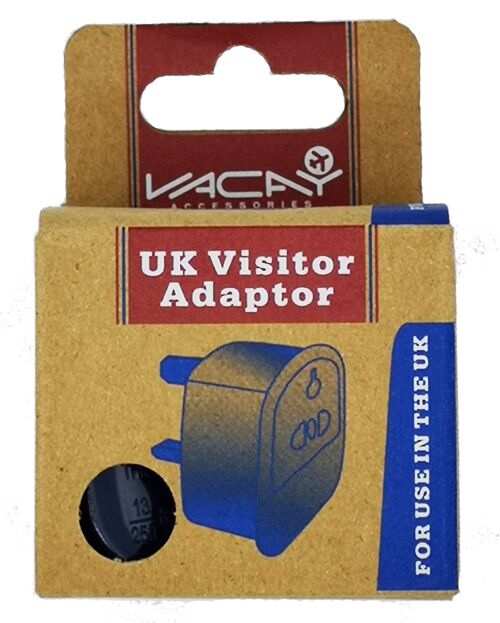 UK Visitor Travel Adaptor Plug 13amp rated, Travel Adaptor for Travelling to UK