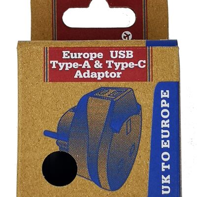 UK to Europe USB Type-A and Type-C, Travel Adaptor Plug 10amp rated , Fast C Port Charging Adaptor