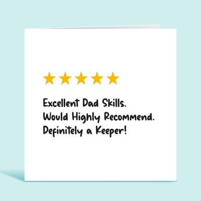 Funny Father's Day Card, Dad 5 Star Review, Excellent Dad Skills, Fathers Day Card, For Dad, From Daughter, From Son , TH02