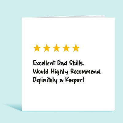 Lustige Vatertagskarte, Papa, 5-Sterne-Bewertung, ausgezeichnete Papa-Fähigkeiten, Vatertagskarte, für Papa, von der Tochter, vom Sohn, TH02