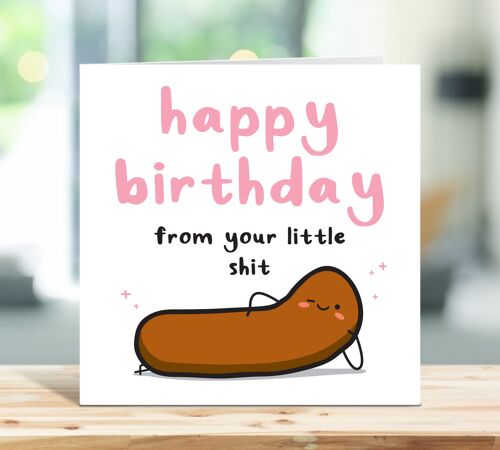Happy Birthday From Your Little Shit, Mum Birthday Card, Dad Birthday Card, Grandad Birthday Card, Nanny Birthday Card, For Him, For Her , TH04