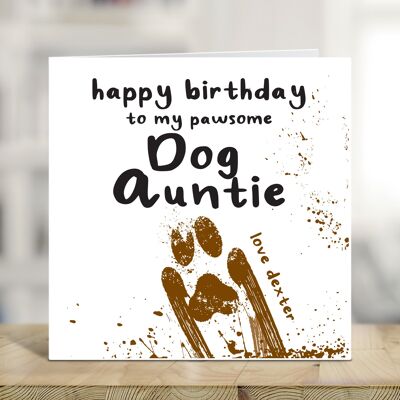 Buon compleanno alla mia zia pawsome cane, biglietto di compleanno personalizzato dal cane, biglietto di compleanno cane divertente, scherzo carta, bambino di pelliccia, cane carta, TH08