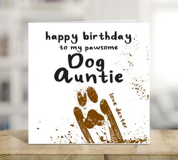 Joyeux anniversaire à ma tante de chien Pawsome, carte d'anniversaire personnalisée du chien, carte d'anniversaire drôle de chien, carte de plaisanterie, bébé de fourrure, carte de chien, TH08 1