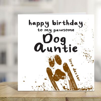 Buon compleanno alla mia zia pawsome cane, biglietto di compleanno personalizzato dal cane, biglietto di compleanno cane divertente, scherzo carta, bambino di pelliccia, cane carta, TH08